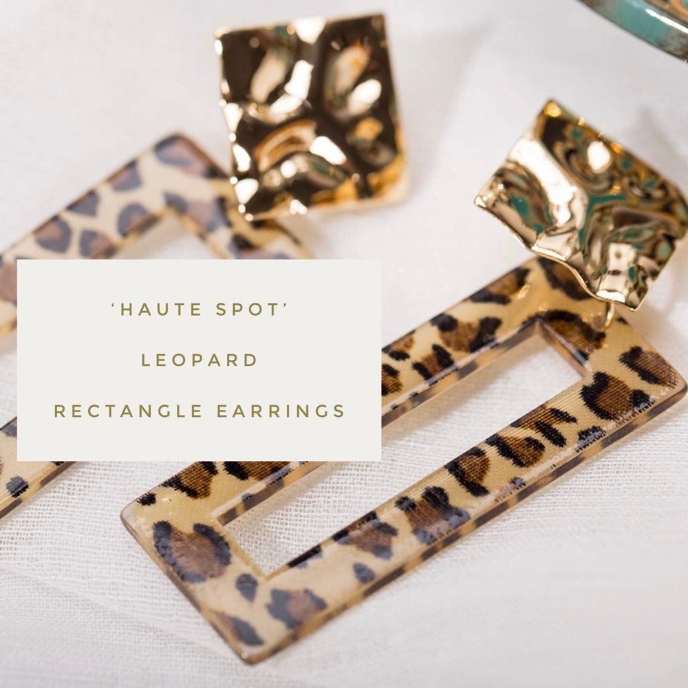 ‘Haute Spot’ Leopard Rectangle Earrings